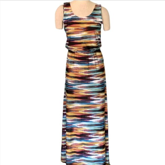 One World Multicolor Sleeveless Maxi Dress S #19588 - Picture 2 of 7